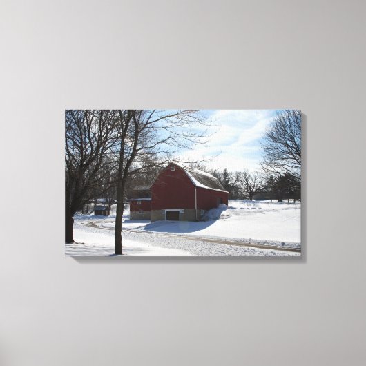 Winter Barn Wrapped Canvas Afdruk (Voorkant)