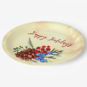 Winter Barries Cone Merry kerstbomen Yellow Papieren Bordje (Gekanteld)