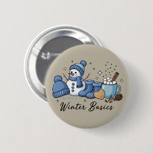 Winter Basis Sneeuwman Kerst Weer Cozy  Ronde Button 5,7 Cm