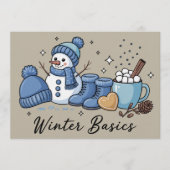 Winter Basis Sneeuwman Kerst Weer Knus Kaart (Voorkant)