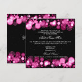 Winter Bat Mitswa Roze Sneeuwvlokken Lichten Kaart (Voorkant / Achterkant)