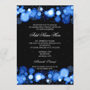 Winter Bat Mitzvah Blue Snowflakes Kaart