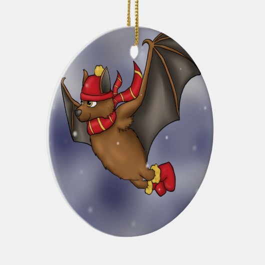 Winter Bat - Rood en Geel Keramisch Ornament (Rechts)