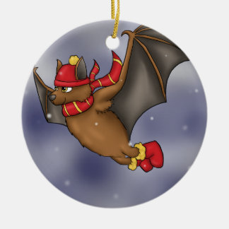 Winter Bat - Rood en Geel Keramisch Ornament