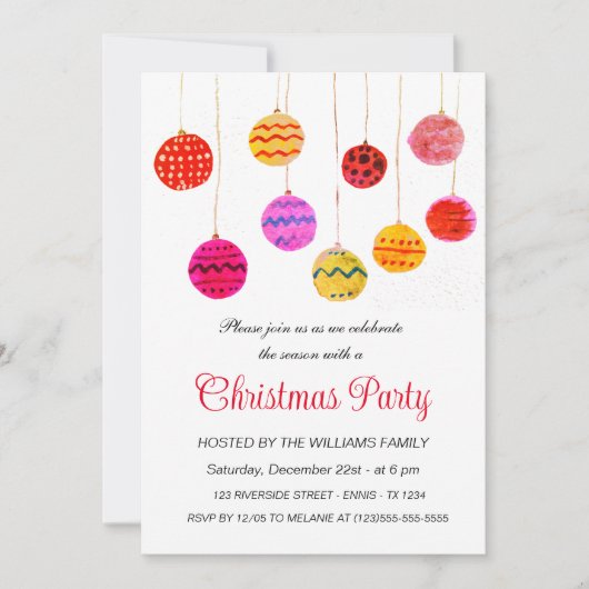 Winter Bauble Ornament Kerstfeest Waterverf Feestdagenkaart (Voorkant)