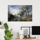 Winter Bayou Trees Landscape Waterverf Painting Poster (Thuiskantoor)