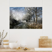 Winter Bayou Trees Landscape Waterverf Painting Poster (Keuken)