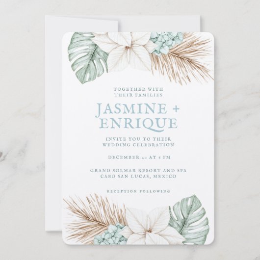 Winter Beach bruiloft Kaart (Voorkant)