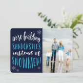 Winter Beach Kerstfoto Flat Holiday Kaart (Staand voorkant)