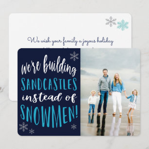 Winter Beach Kerstfoto Flat Holiday Kaart