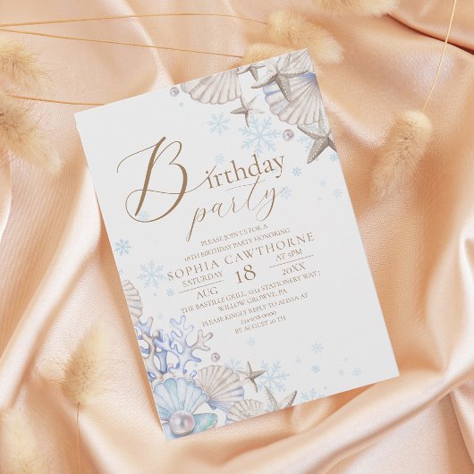 Winter Beach Theme 18th Birthday Party Kaart