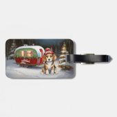 Winter Beagle Caravan Kerstavontuur Bagagelabel (Achterkant horizontaal)