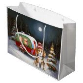 Winter Beagle Caravan Kerstavontuur Groot Cadeauzakje (Achterkant Gekanteld)