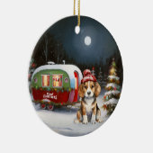 Winter Beagle Caravan Kerstavontuur Keramisch Ornament (Rechts)