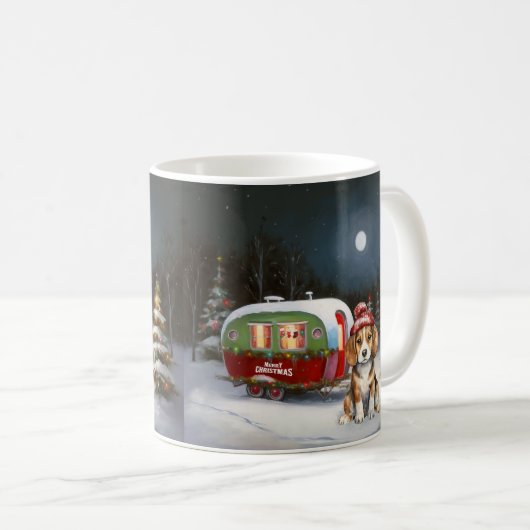 Winter Beagle Caravan Kerstavontuur Koffiemok (Voorkant rechts)