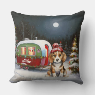 Winter Beagle Caravan Kerstavontuur Kussen