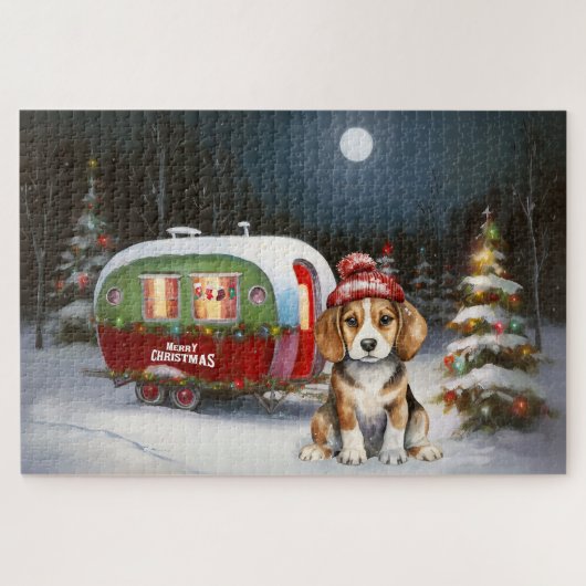 Winter Beagle Caravan Kerstavontuur Legpuzzel (Horizontaal)
