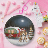Winter Beagle Caravan Kerstavontuur Papieren Bordje (Feest)