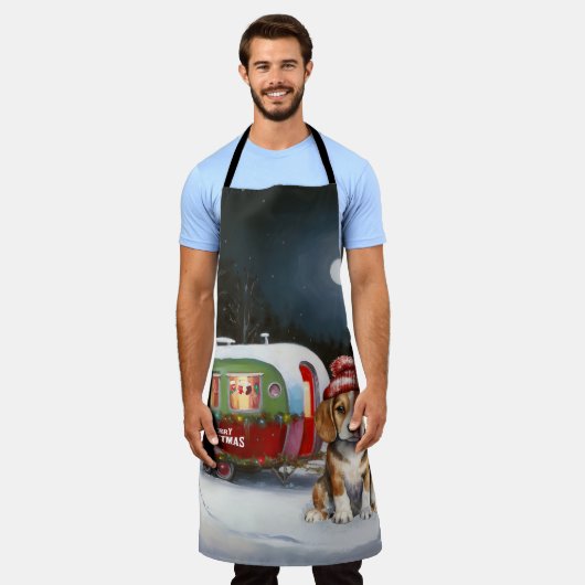Winter Beagle Caravan Kerstavontuur Schort (Gedragen)