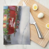 Winter Beagle Caravan Kerstavontuur Theedoek (Quarter Fold)