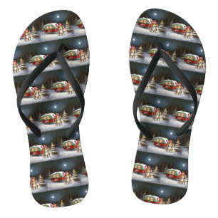 Winter Beagle Karavaan Kerst Avontuur Teenslippers