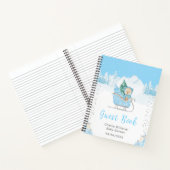 Winter Bear Blue Sleigh Baby Shower Guest Book Notitieboek (Binnen)