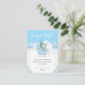 Winter Bear Blue Sleigh Diaper Raffle Informatiekaartje (Staand voorkant)