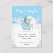 Winter Bear Blue Sleigh Diaper Raffle Informatiekaartje (Voorkant)