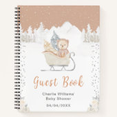 Winter Bear Brown Sleigh Baby Shower Guest Book Notitieboek (Voorkant)