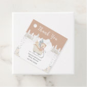 Winter Bear Brown Sleigh Baby Shower Thank You Bedankjes Labels (In situ)