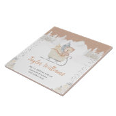 Winter Bear Brown Sleigh Birth Statistics Tegeltje (Zijkant)