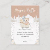 Winter Bear Brown Sleigh Diaper Raffle Informatiekaartje (Voorkant)