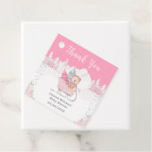 Winter Bear Pink Sleigh Baby Shower Thank You Bedankjes Labels (In situ)