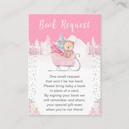 Winter Bear Pink Sleigh Book Request Informatiekaartje (Voorkant)