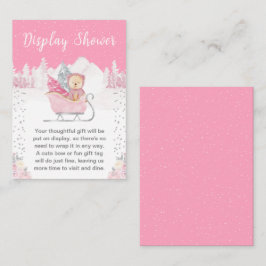 Winter Bear Pink Sleigh Display Shower Informatiekaartje