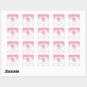 Winter Bear Pink Sleigh Merry Christmas Vierkante Sticker (Vel)