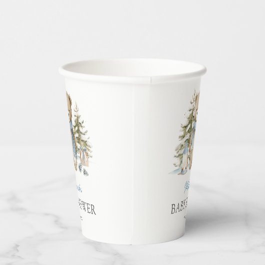 Winter Bear Watercolor Baby Shower Papieren Bekers (Rechts)