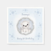Winter Beary 1e Verjaardag Schattige Blauw Polar B Servet (Voorkant)