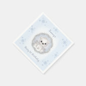 Winter Beary 1e Verjaardag Schattige Blauw Polar B Servet (Hoek)