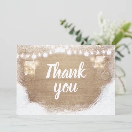 Winter bedankt Rustic Wood Sneeuwdouche Verjaardag (Staand voorkant)