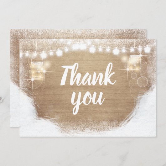 Winter bedankt Rustic Wood Sneeuwdouche Verjaardag (Voorkant / Achterkant)