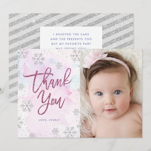 Winter Bedankt voor je verjaardag Silver Magenta G (Voorkant / Achterkant)