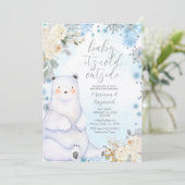 Winter Beer Artikelen Dier Wit Bloem Baby shower Kaart (Staand voorkant)