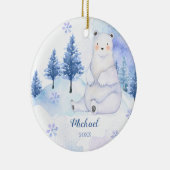 Winter Beer Artikelen Dierenblauw Sneeuwvlokken Be Keramisch Ornament (Rechts)