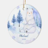 Winter Beer Artikelen Dierenblauw Sneeuwvlokken Be Keramisch Ornament (Links)