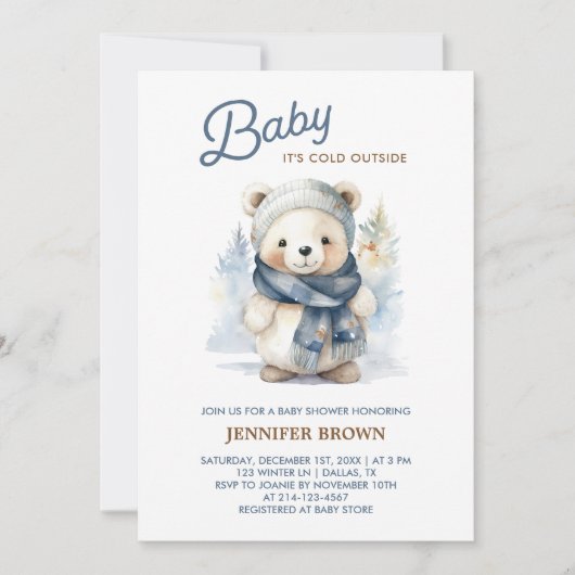 Winter Beer Baby shower Invitation Kaart (Voorkant)