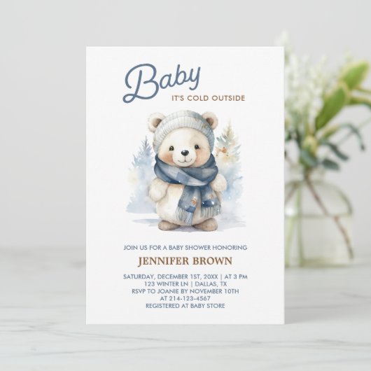 Winter Beer Baby shower Invitation Kaart (Staand voorkant)