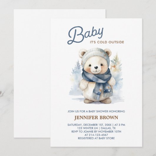 Winter Beer Baby shower Invitation Kaart (Voorkant / Achterkant)