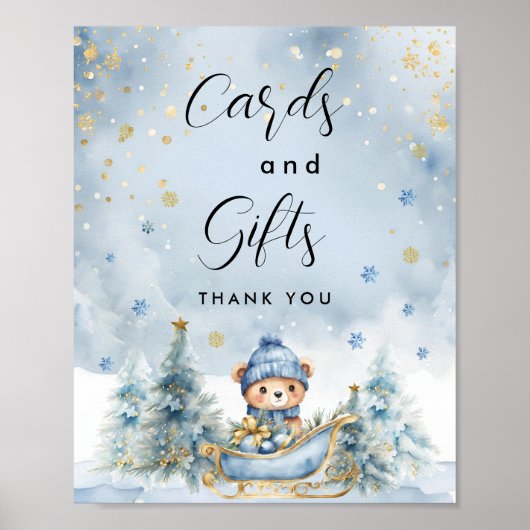 Winter Beer Baby shower │Kaarten en geschenken Poster (Voorkant)