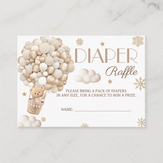 Winter Beer Baby shower Luier Raffle Informatiekaartje (Voorkant)